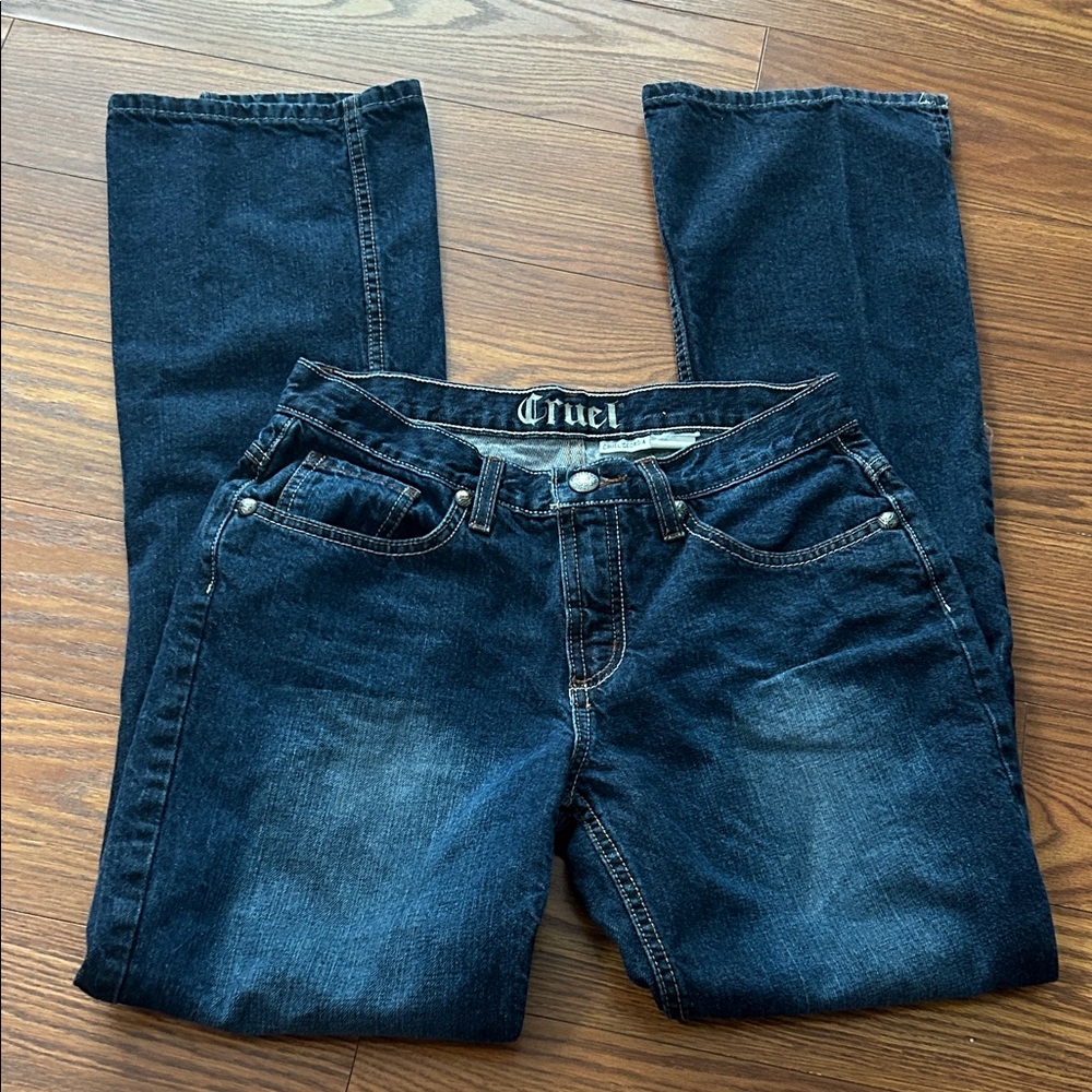 Cruel Girl Georgia Dark Wash‎ Low Rise Bootcut Stretch Jeans Junior Size 11 - Picture 2 of 8
